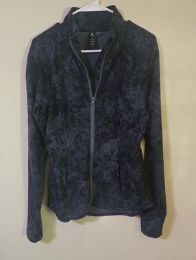 Yogalicious Navy Patterned Bomber Jacket with Zip Front